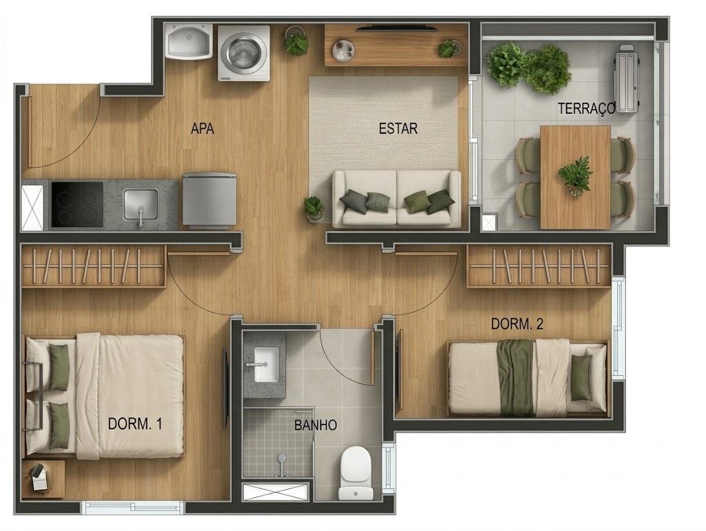 NEX ONE Cotovia | Arapanés — planta 2 dorms · 38,5 m²