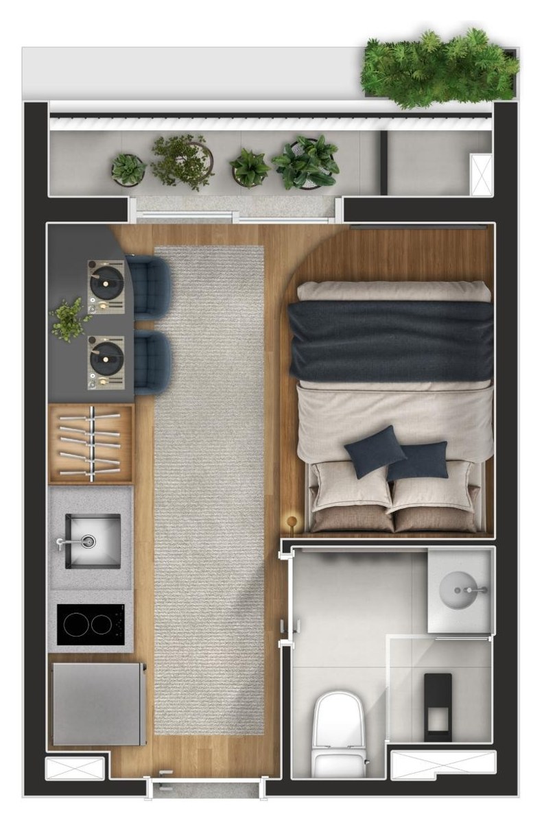 NEX ONE Galeria Jardins — planta Studio 18,92 m² · final 22 (19º e 20º)