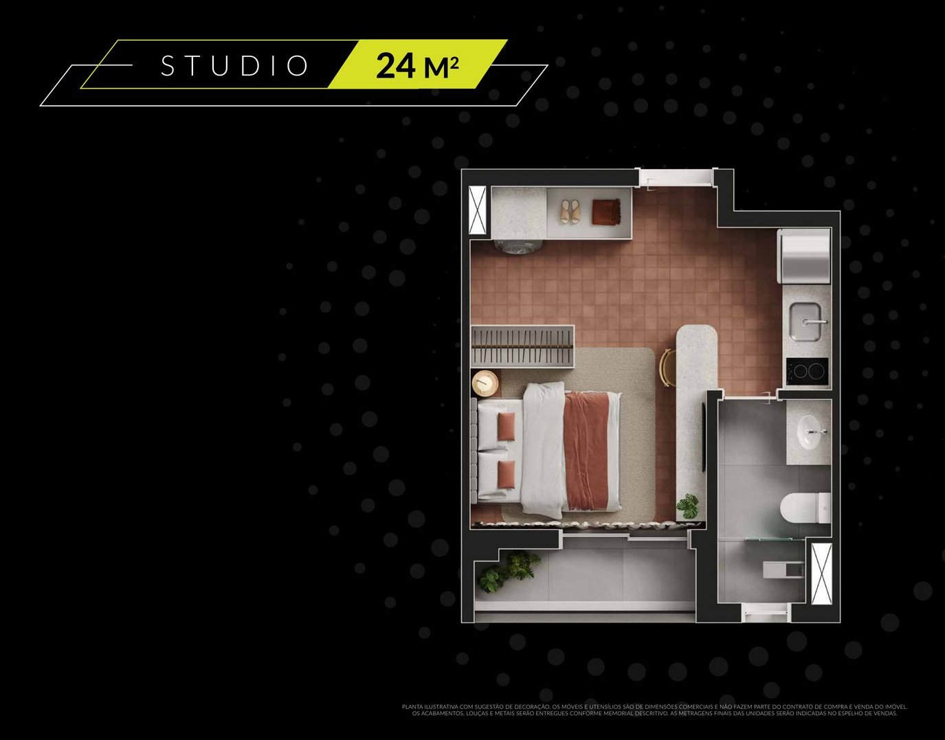 Planta Studio 24m²