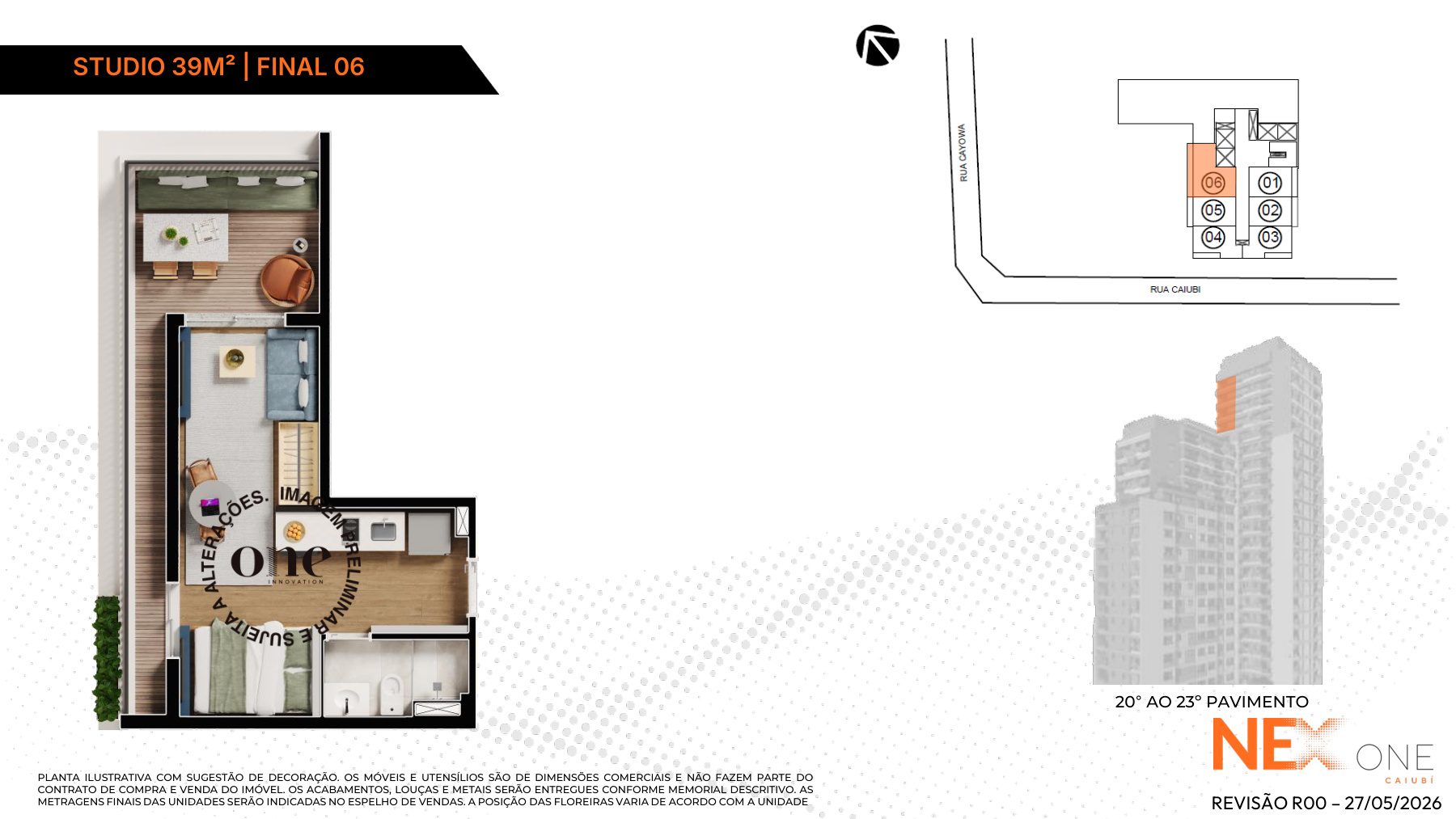 Planta Studio 39m²